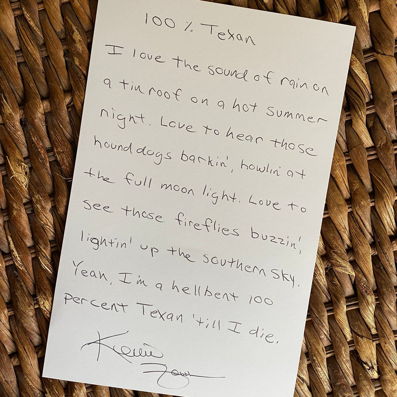 Lyrics- Handwritten "100% Texan"